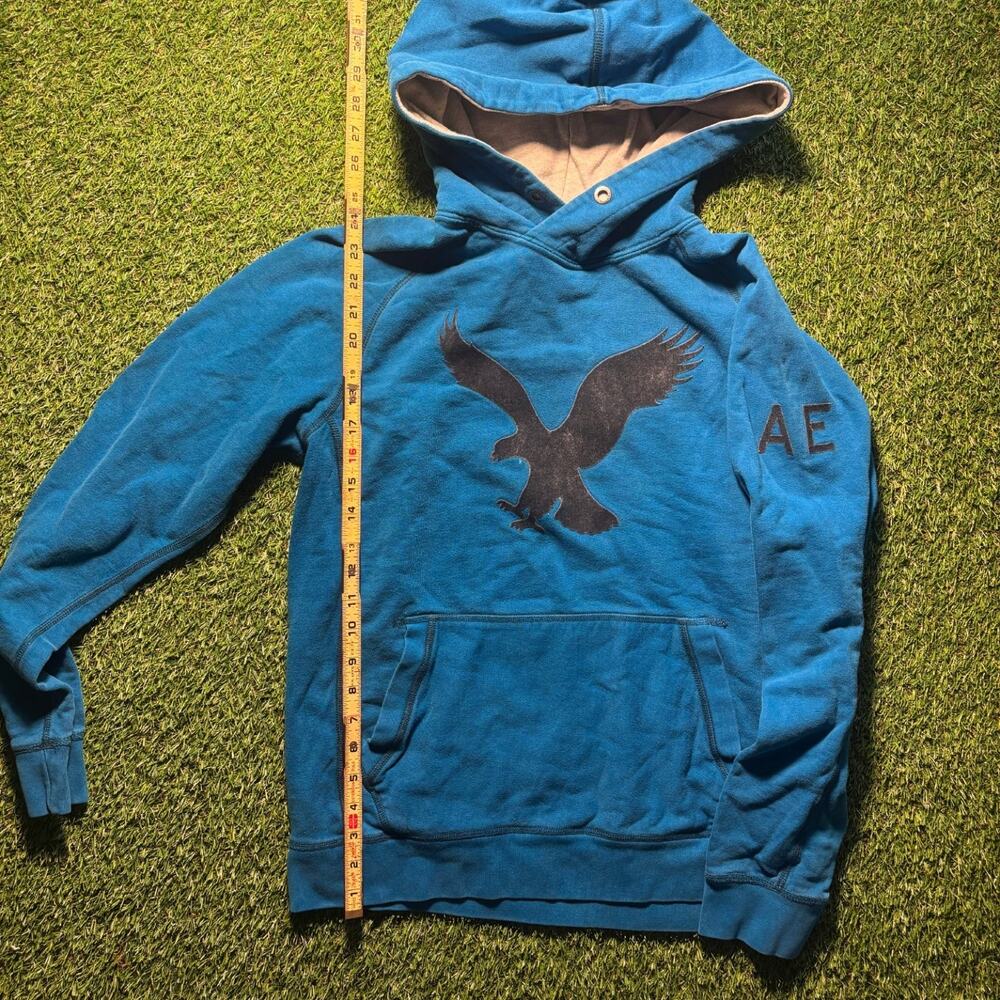 American Eagle Outfitters Blue Pullover Hoodie Mens M Eagle Logo